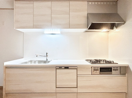 �L�b�`���@�L�b�`���㕔�ɒ݌˒I������̂ŃL�b�`�����肪�X�b�L���Еt���܂��B